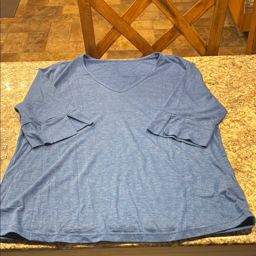 Source Unknown Blue Relaxed 3/4 Sleeve Tee